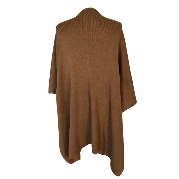 The Winding Road OS One Size Wool Alpaca Ruana Wrap Sweater Brown - Picture 2 of 4